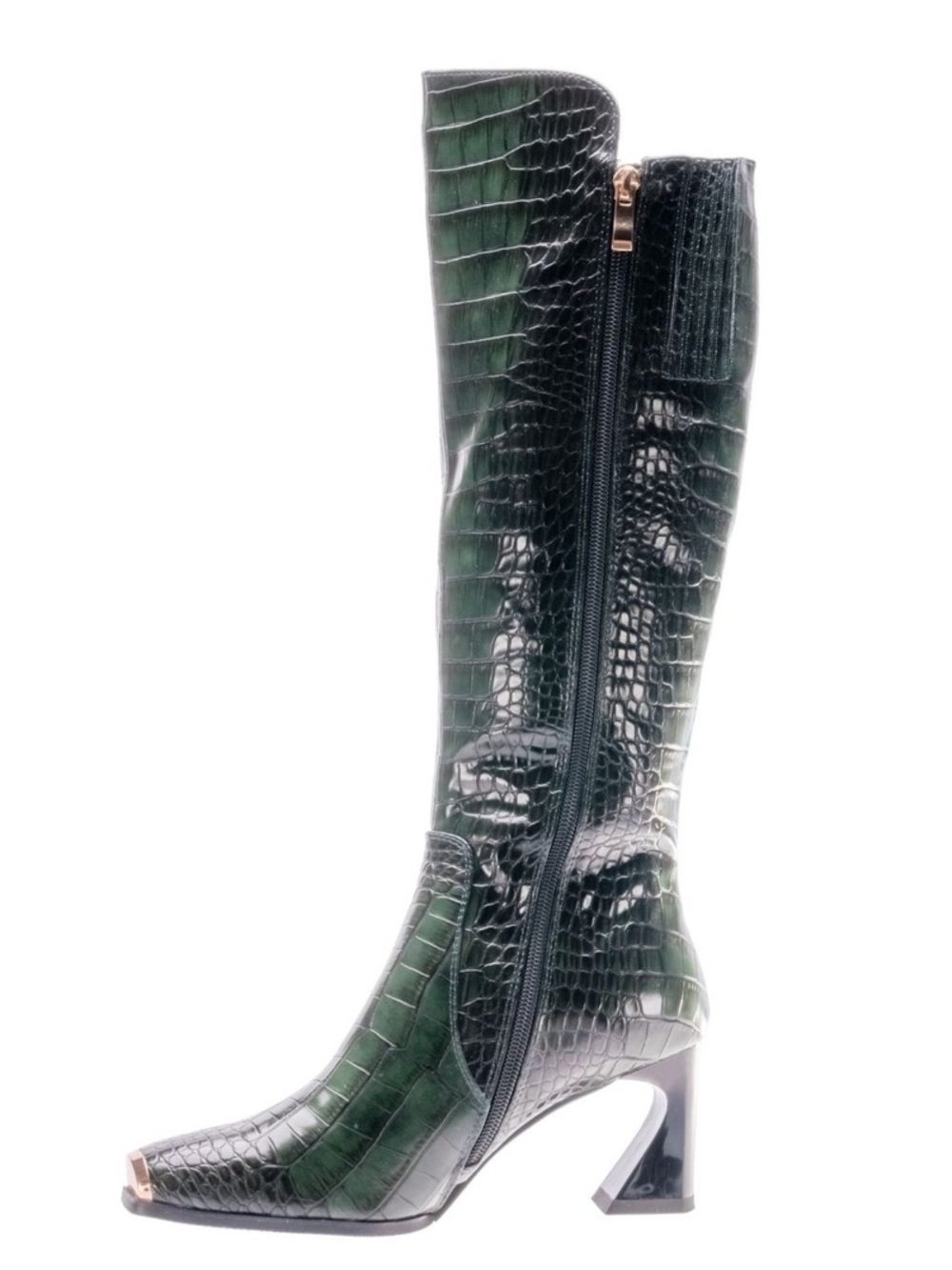 NEW Ninety Union London Olive Croc Tall Boot Sz 10
